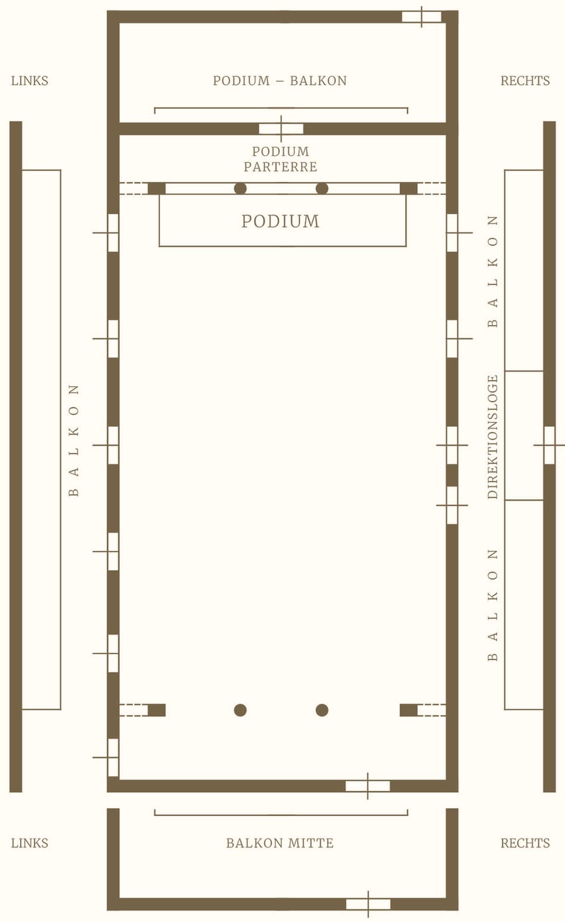 Pianta dei posti – Sala Brahms del Musikverein di Vienna
